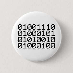 BINARY NERD 6 CM ROUND BADGE