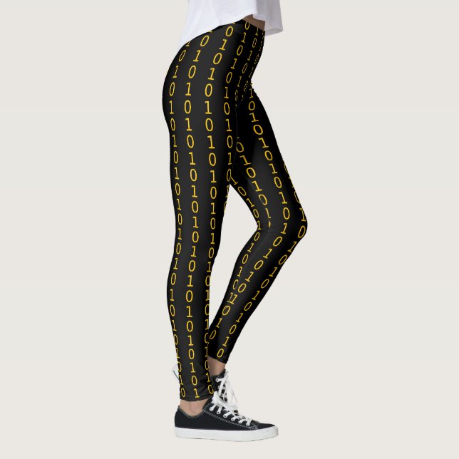 binary orange pattern on black leggings (Right)
