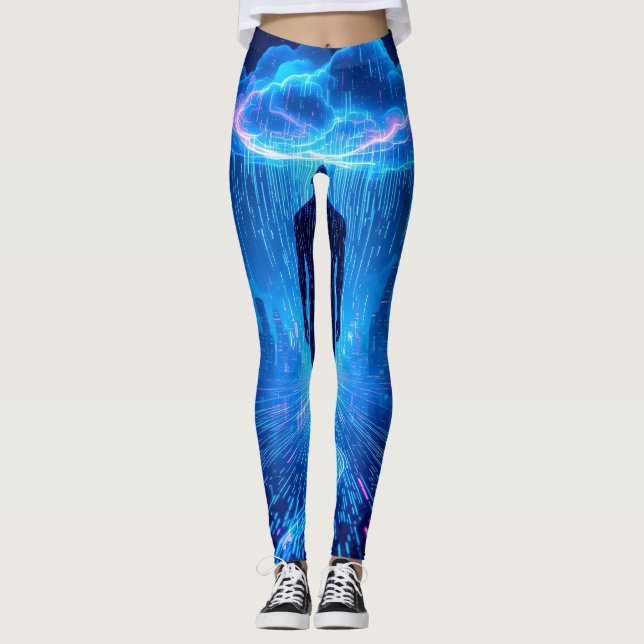 Binary Storm World of Digital Leggings Tights (Front)