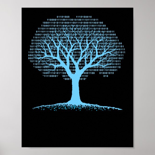 Binary Tree Computer Coding T-Shirt Poster (Front)