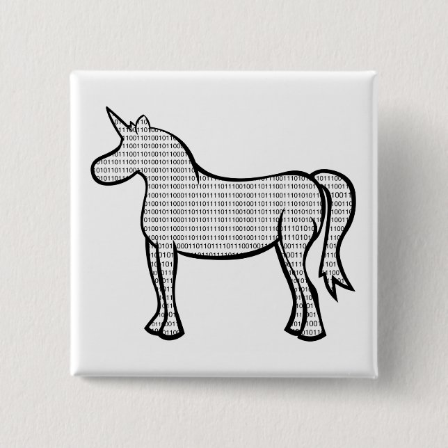Binary Unicorn 15 Cm Square Badge (Front)