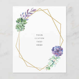 Binder insert flat card Purple Succulents