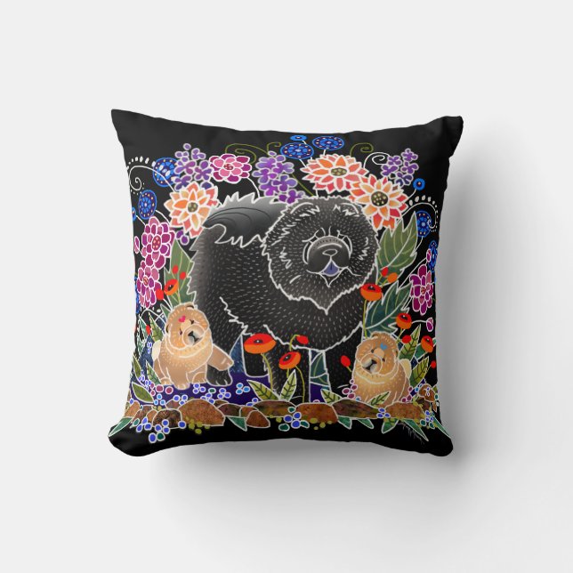 BINDI GARDEN PARTY  - Chow pillow (black) (Front)