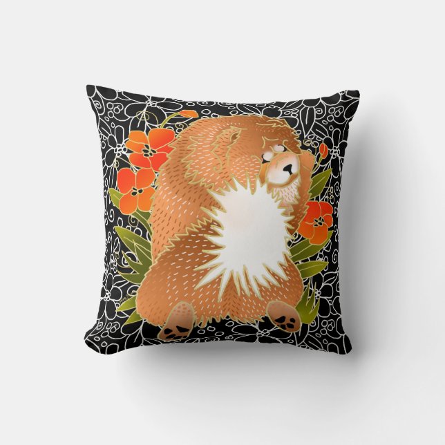 BINDI MINGSIE -red chow pillow-right/left facing Cushion (Front)