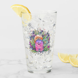 BINDI PLAYDAT Chow 16oz glass-design front & back Glass