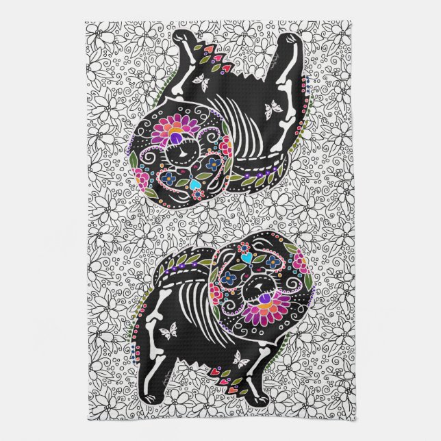 BINDI SUGARSKULL Chow - kitchen or dog show towel (Vertical)