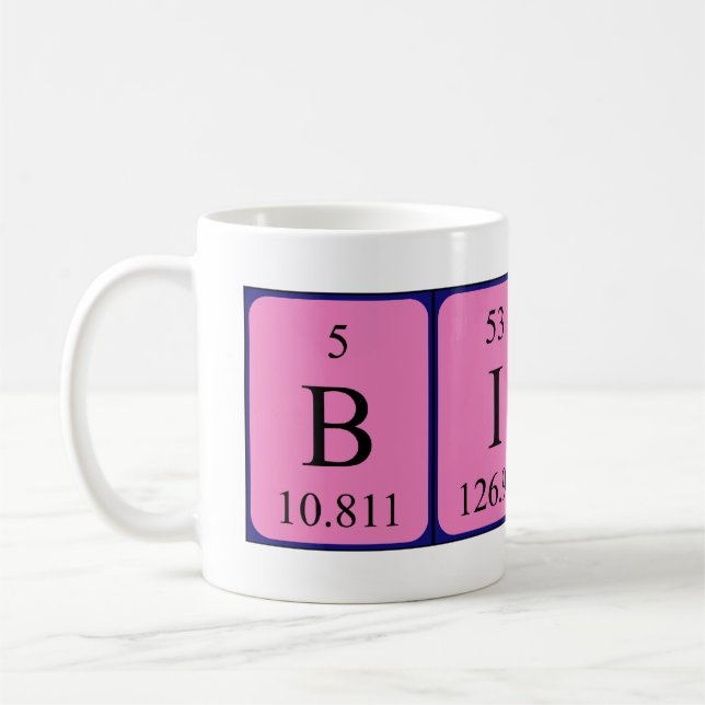Bindu periodic table name mug (Left)