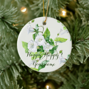 Bindweed white flower ceramic ornament