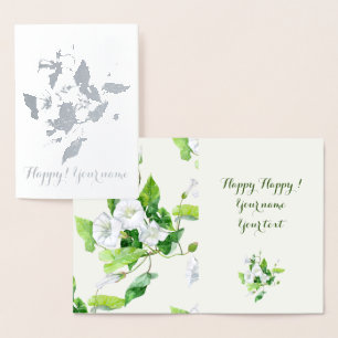 Bindweed white flower foil card