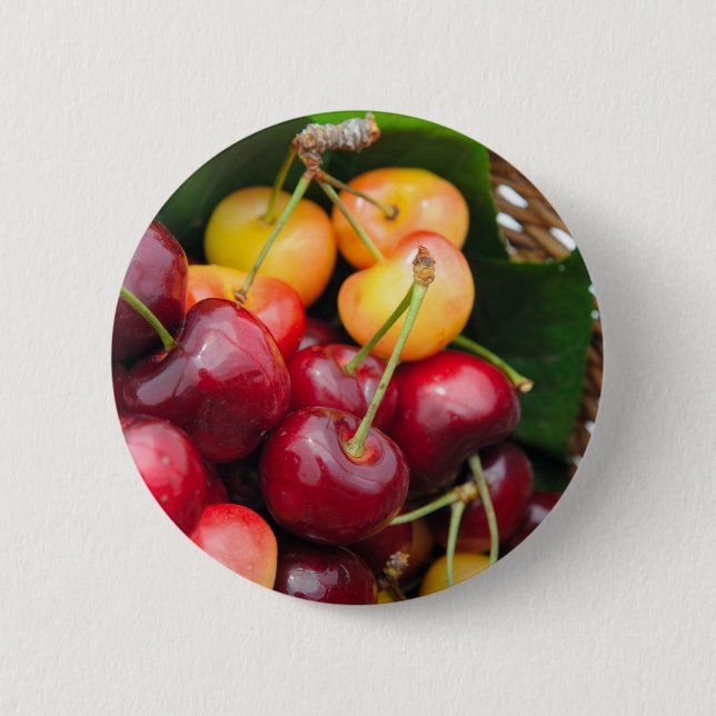 Bing And Rainier Cherries 6 Cm Round Badge (Front)