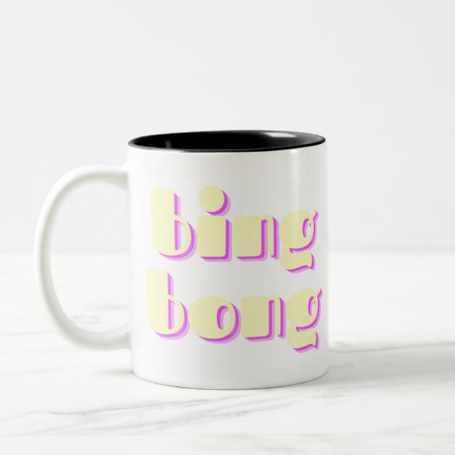 BING BONG COLORFUL TEXT Two-Tone COFFEE MUG (Left)