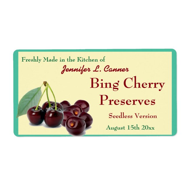 Bing Cherry Jam or Preserves II Canning Jar (Front)