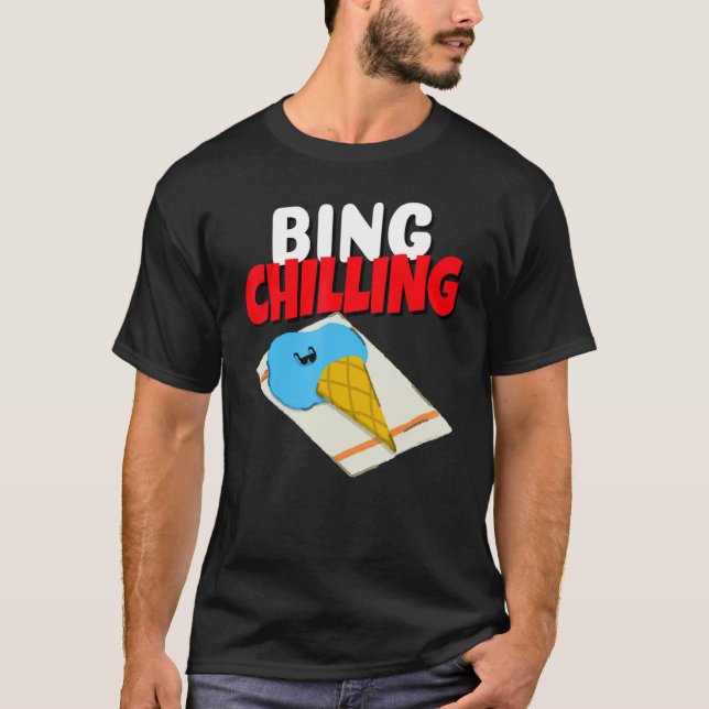 Bing Chilling Ice Cream Meme Melting Ice Cream Con T-Shirt (Front)