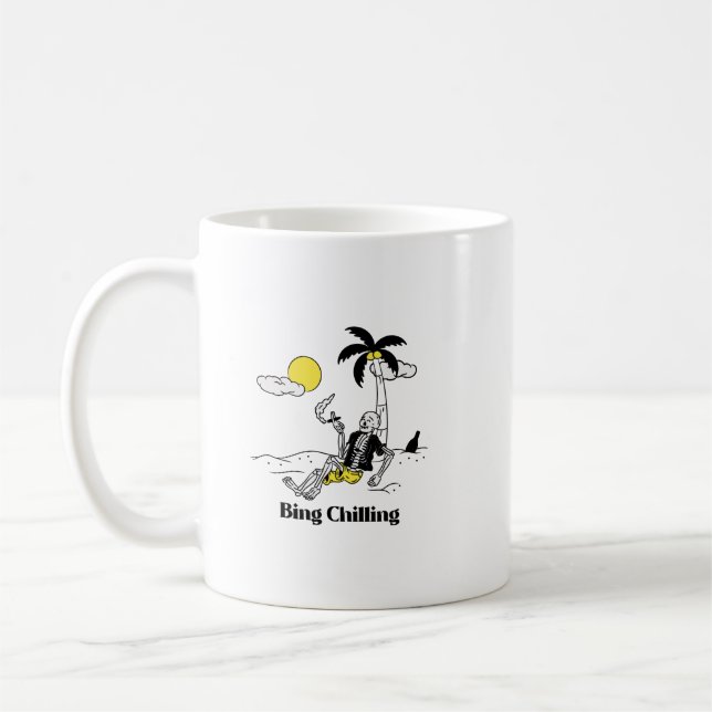 Bing Chilling Skeleton Coffee Mug (Left)