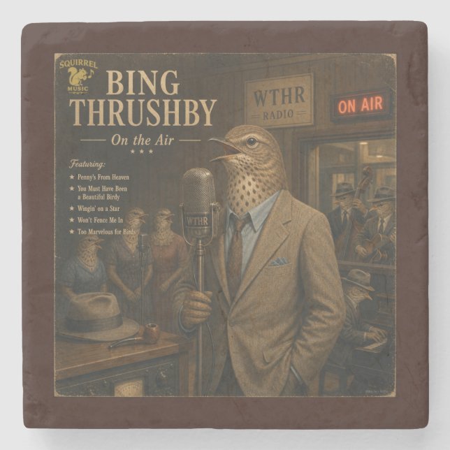 Bing Thrushby Album: a Parody Stone Coaster (Front)