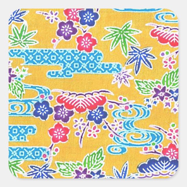 Bingata Gold Square Sticker (Front)