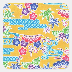 Bingata Gold Square Sticker