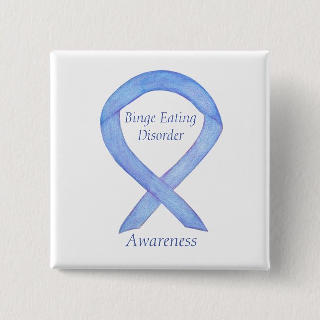 Binge Eating Disorder Awareness Ribbon Custom Pin (Front)