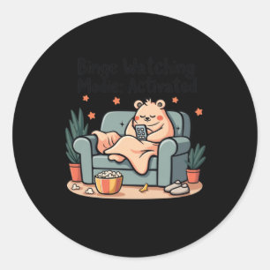 Binge Watching Modie Activated Funny Movie Maratho Classic Round Sticker