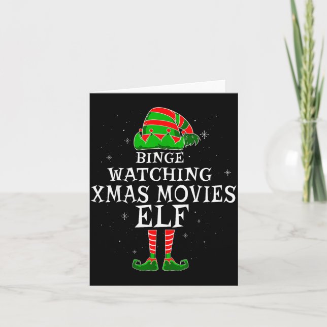 Binge Watching Xmas Movies Elf Matching Family Chr Card (Front)