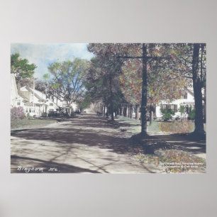 Bingham, Maine - Fall Scene on Main Street Poster