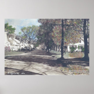 Bingham, Maine - Fall Scene on Main Street Poster