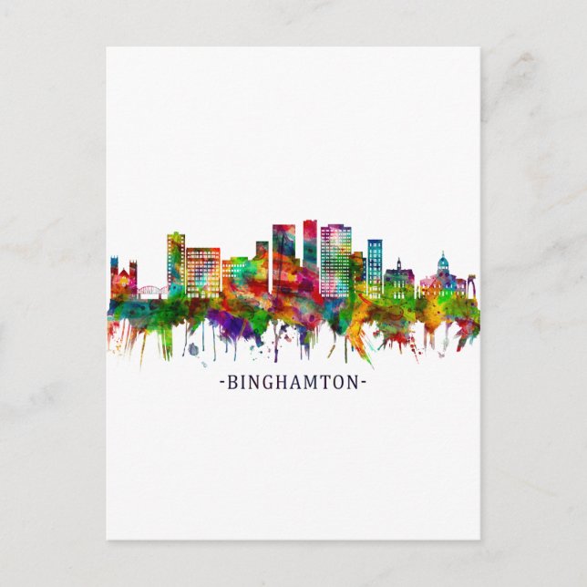 Binghamton New York Skyline Invitation Postcard (Front)