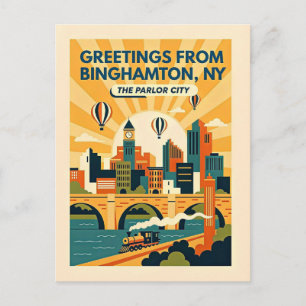 Binghamton NY The Parlour City Retro Postcard