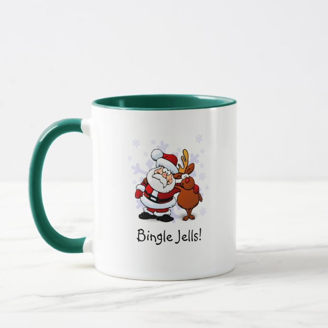 Bingle Jells Santa & Rudolph Holiday Coffee Mug (Left)