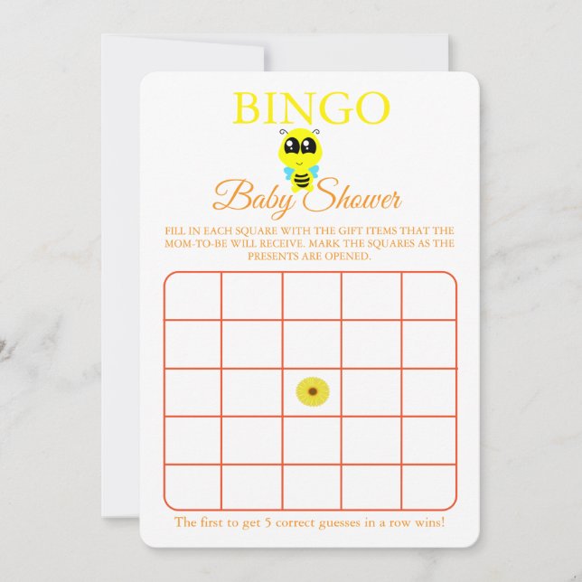 Bingo, Baby Shower Game Card Flyer, Baby Bee  (Front)