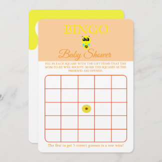 Bingo, Baby Shower Game Card Flyer, Baby Bee