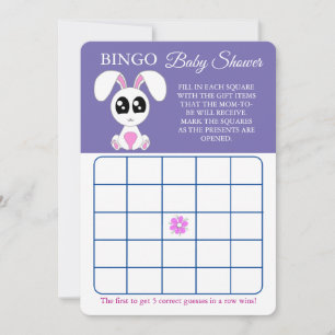 Bingo, Baby Shower Game Card Flyer, Rabbit