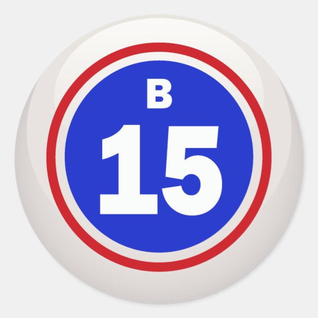BINGO BALL B-15 CLASSIC ROUND STICKER (Front)