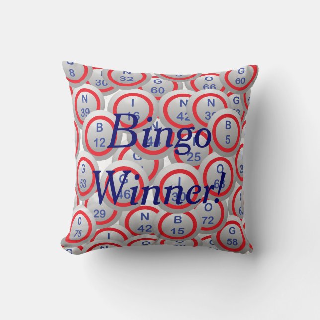 Bingo Balls Bingo Winner in Blue Cushion (Front)