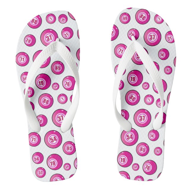 Bingo Balls Fun Pink and White Thongs (Footbed)