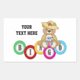 Bingo Bear (personalised) Rectangular Sticker