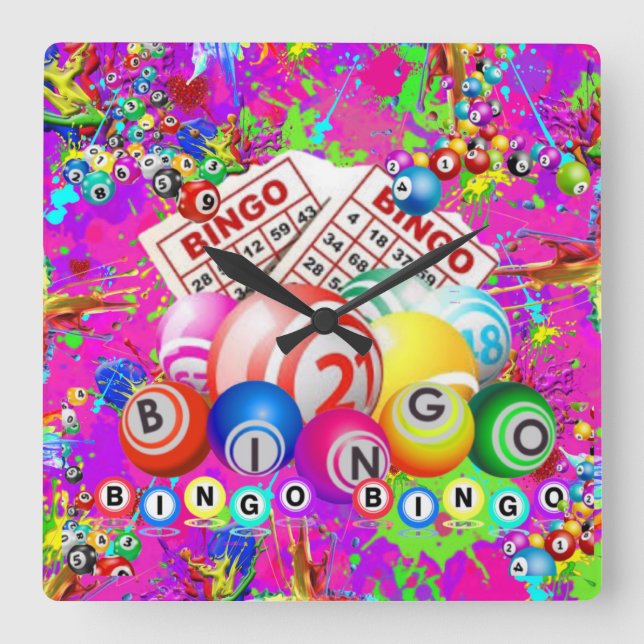 BINGO BINGO Designed By CBDOilPrincess  Square Wall Clock (Front)