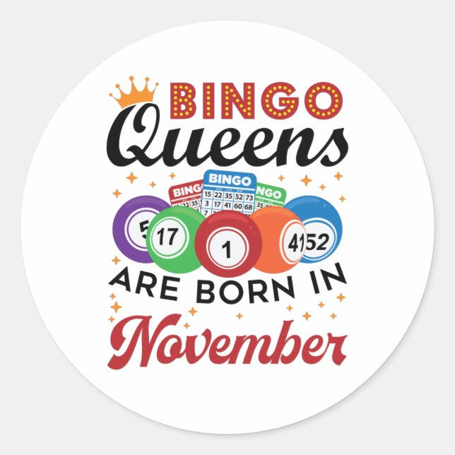 Bingo Birthday Women November Classic Round Sticker (Front)