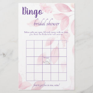 Bingo Bridal Shower Game Card