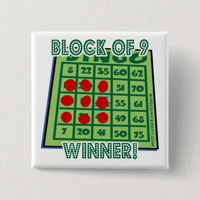 Bingo Button Block of 9 Bingo Winner! (Front)
