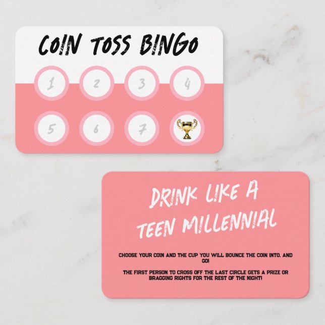Bingo Card Drinking Game For Parties (Front/Back)