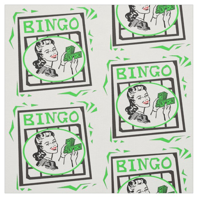 Bingo Card Lady With Money Fabric (Swatch)