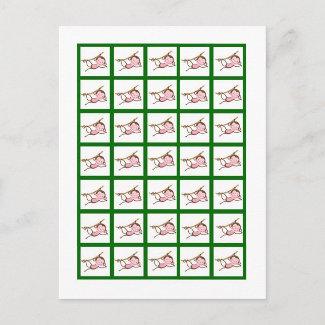 Bingo Card Markers Monkey Swing Jungle Safari Zoo (Front)