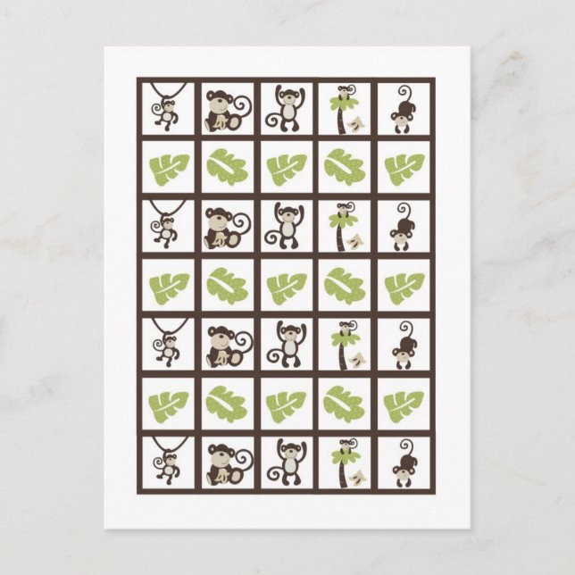 Bingo Card Markers Monkey Time Zoo Animal (Front)