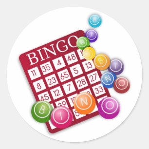BINGO Card with BINGO Balls Classic Round Sticker