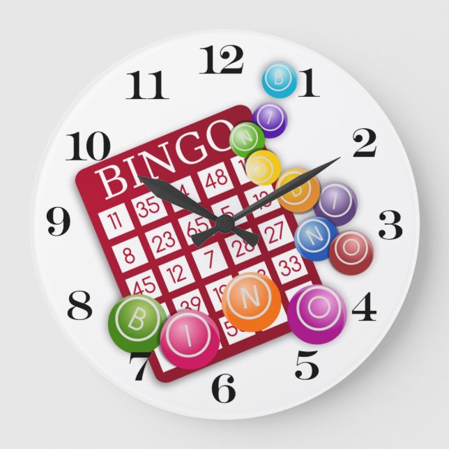 BINGO Card with BINGO Balls Large Clock (Front)