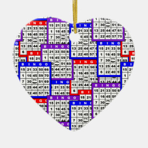 Bingo Cards pattern Ceramic Tree Decoration