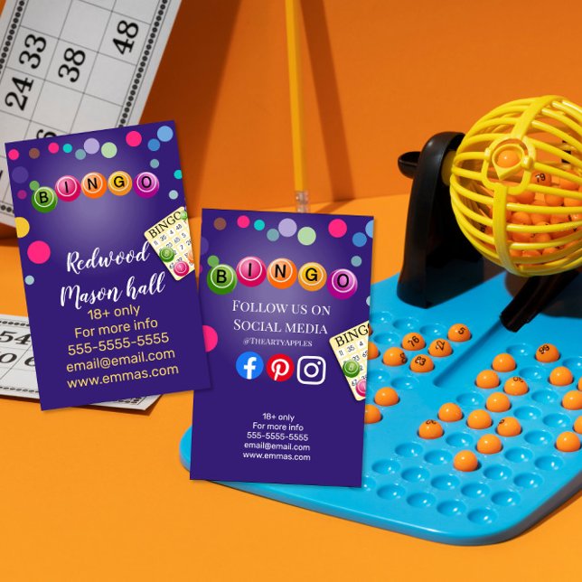 bingo casino gambling purple business card (Creator Uploaded)