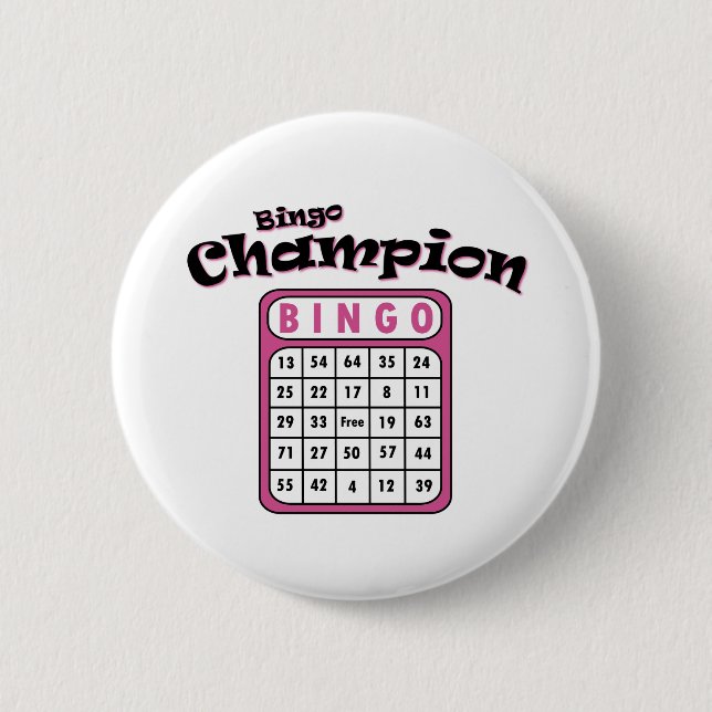 Bingo Champion 6 Cm Round Badge (Front)