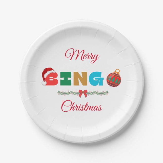 BINGO Christmas Party Paper Plates (Front)